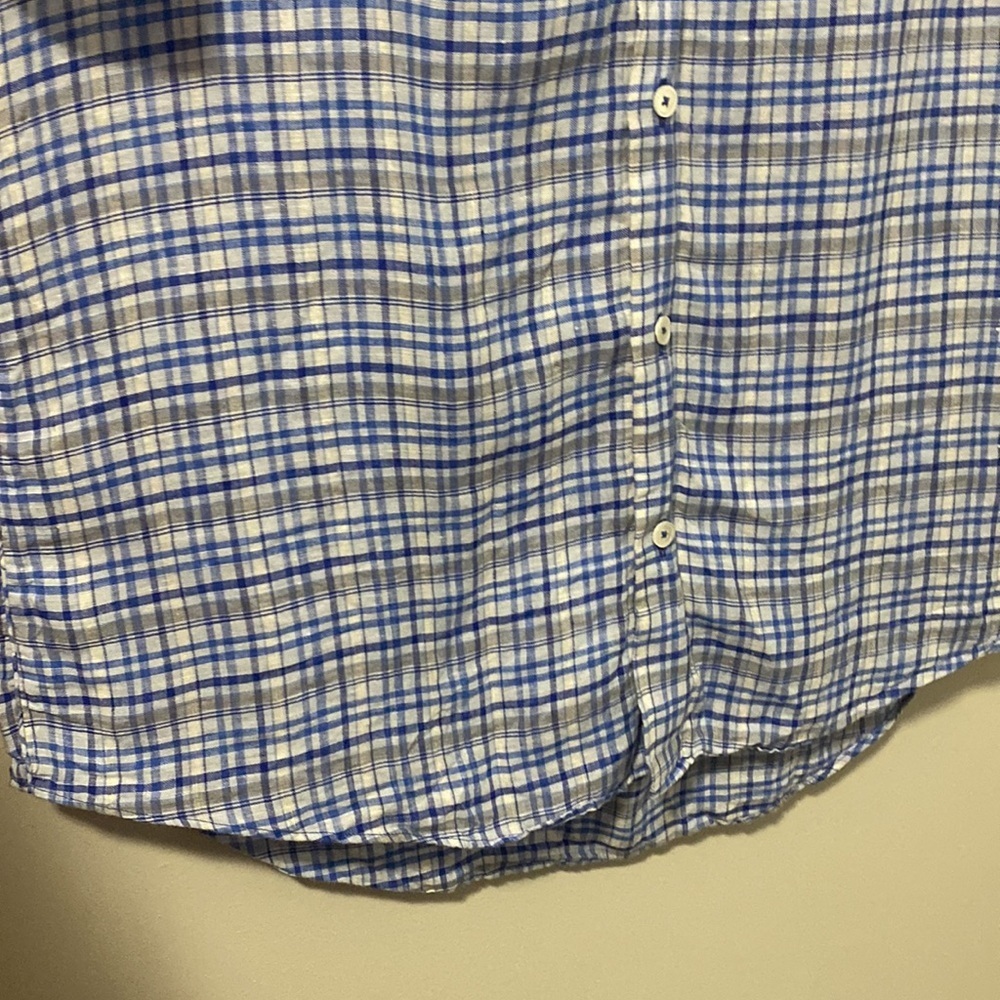 NWOT! Zachary Prell Linen Plaid Button Up - Picture 3 of 7